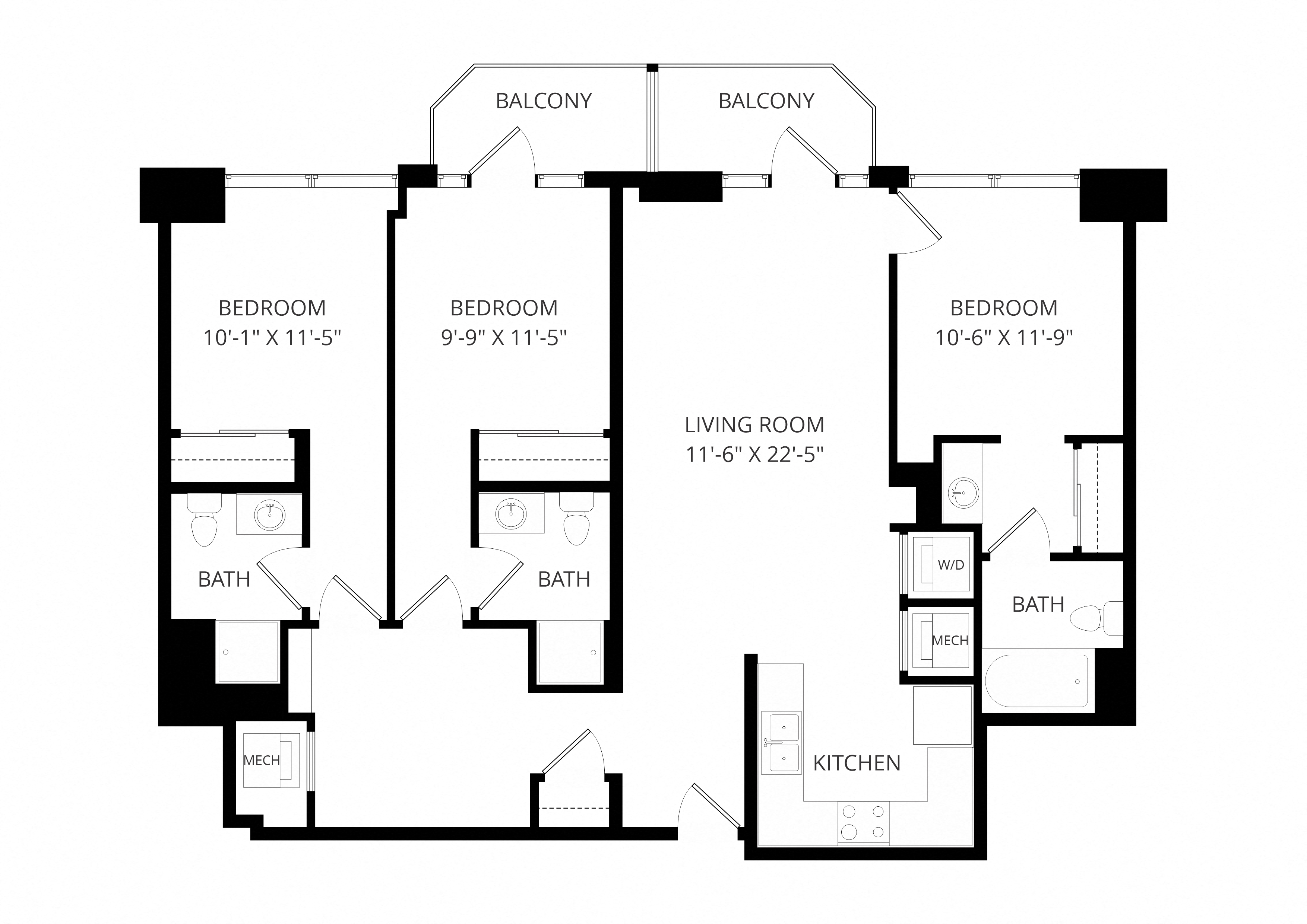 C2_ThreeBedroom floor plan